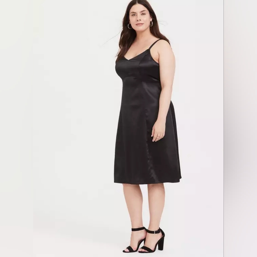 Black Satin Slip Dress with Spaghetti Straps